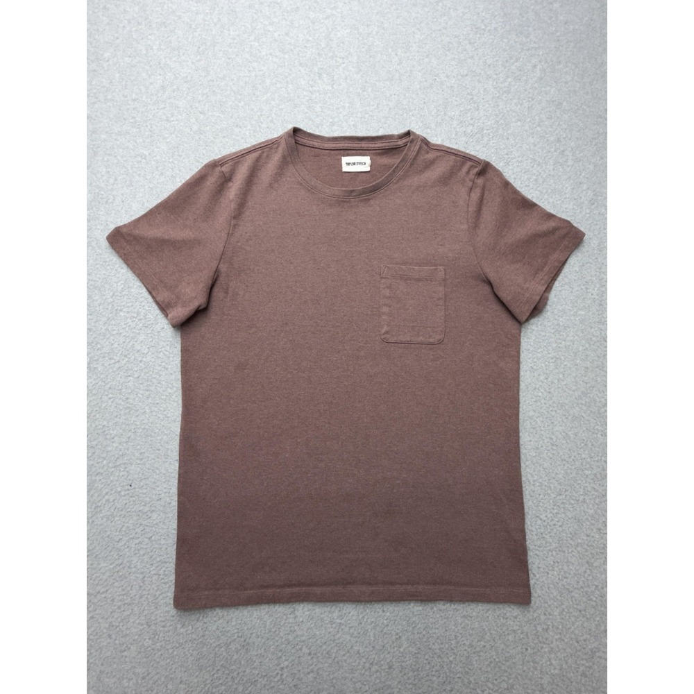 Taylor Stitch Shirt Mens 42 Brown Pocket Recycled Cotton Poly Crewneck Tee